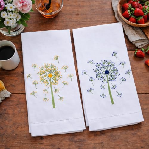 Bathroom Hand Towels Set of 2, Yellow Purple Dandelion - color: 1155 - Yellow Purple Dandelion