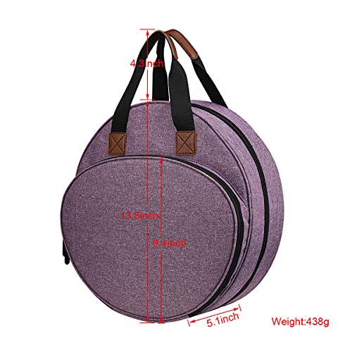 OTRIEK Shinyzone Cross Stitch Storage Bag Purple,Embroidery Projects Bag,Sewing Crafts Storage Tote Bag,Knitting Bags with Zipper Pockets Organiser for Embroidery Hoops,Charts and Threads - color: Purple