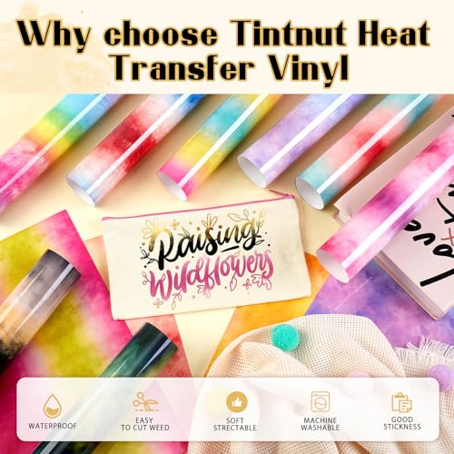 Tintnut Watercolor Gradient Heat Transfer Vinyl, 12 Pcs 12x10in HTV Vinyl - color: Gradient-12