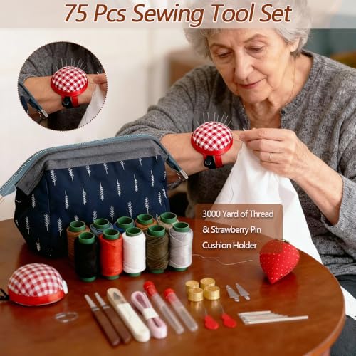Vilenga 75 Pcs Sewing Tool Set, 3000 Yard