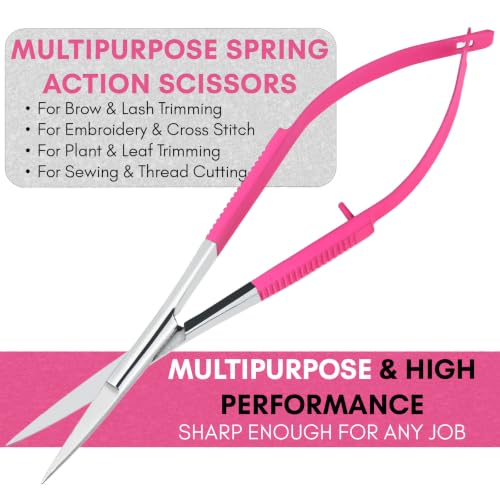 5" Spring Scissors Straight Eyebrow Eyelash Embroidery Snip - color: Mlt-mst-01