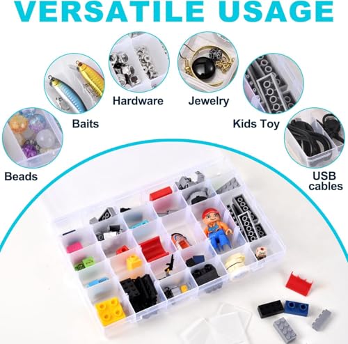 2Pcs Clear Visible Plastic Storage Box- Rectangular Storage Box, Suitable For Beads, Screws Hardware Accessories Organizer Box Art DIY, Crafts, Jewelry, Fishing Tackle, With Label Stickers (36Grids) - size: 36Grids-2