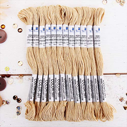 12 Skeins ThreadArt Cotton Embroidery Floss, Cream - color: Cream