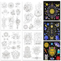 ORIGACH 4 Sheets Magic and Witchcraft Theme Water Soluble Embroidery Patterns Stabilizers - Pre-Printed Sun Moon & Evil Eye Designs - Stick & Stitch Embroidery Paper for Hand Sewing Lovers - color: Sun Moon & Evil Eye