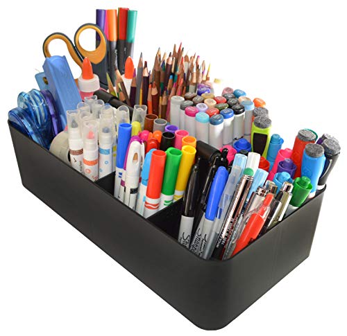 -Large Portable Caddy, DIY Dividers, 8 Compartments, School Office Supplies Home Business Organizer,Portable Basket with Handle Storage Organizer Modern Made in USA (6 PACK, Black) - color: Black, size: 6 PACK