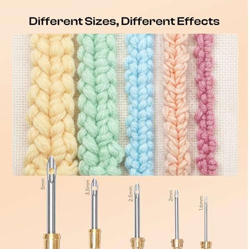 Pllieay Punch Needle Kit for Craft Embroidery - 10PCS Adjustable Punch Needle Set with 5 Sizes Needles, Threader, Scissors & Storage Bag - Easy to Use Punch Needle Kits Adults Beginner - size: 10pcs Punch Needle