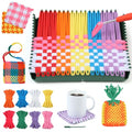 IQKidz Weaving Loom Kit for Girls Ages 8-12, DIY Arts and Crafts for Kids and Adults, Great Toy Gifts for Beginners 6-8 9 10 11 12, Potholder Knitting Loom with 224 Refill Loops - size: Integrated Loom