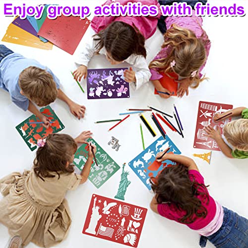 Stencils for Kids,35 PCS Drawing Stencils Templates Kids Reusable Plastic Stencils with Variety of Themes/Shapes,Girls Boys Christmas Birthday Gift - color: Multi 35PCS