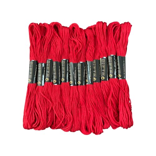 12 Skeins Embroidery Floss Red Color, Friendship Bracelet String Cross Stitch Embroidery Thread Floss Bracelet Making Yarn, Craft Floss（Red） - color: Red