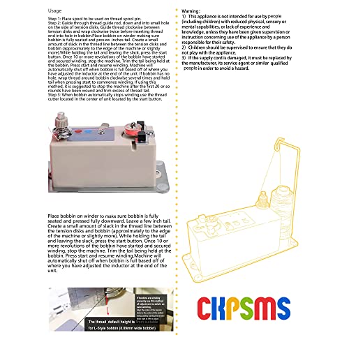 CKPSMS Brand -110V Automatic Bobbin Winder&Thread Stand Fit 1/4"(6mm) Center Hole Bobbins (KP-SBW01 American Plug 110V)
