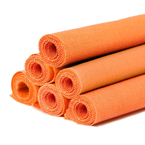 6 Pcs Linen Needlework Fabric, Square Embroidery Fabric 9 Colors Stitch Cloth for Garment Crafts and Decoration Embroidery Project - color: Orange Ochre, size: 12 * 12 inch