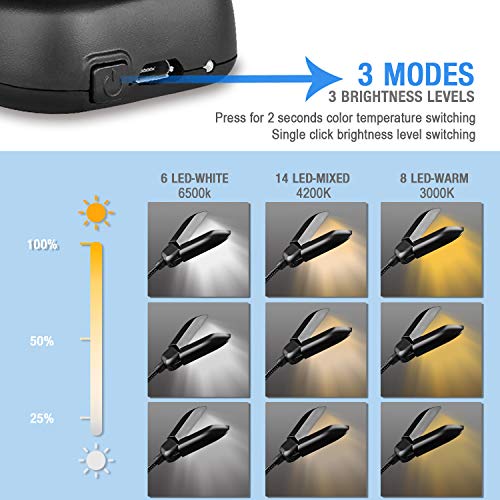 Vekkia 14 LED Book Light with Charger & Travel Case - color: Sable Black