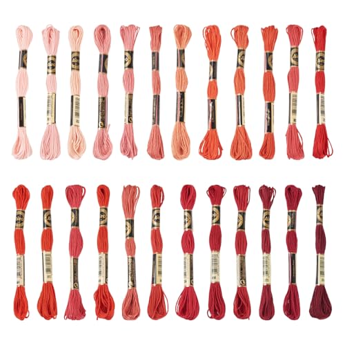 FASHEWELRY 210 Yards Handmade Polyester Embroidery Floss Red Crewel Cross Stitch Threads 1mm 6-Ply Embroidery Thread Bulk for Beginners Adult DIY Sewing Knitting Supplies - color: Red, size: 1mm