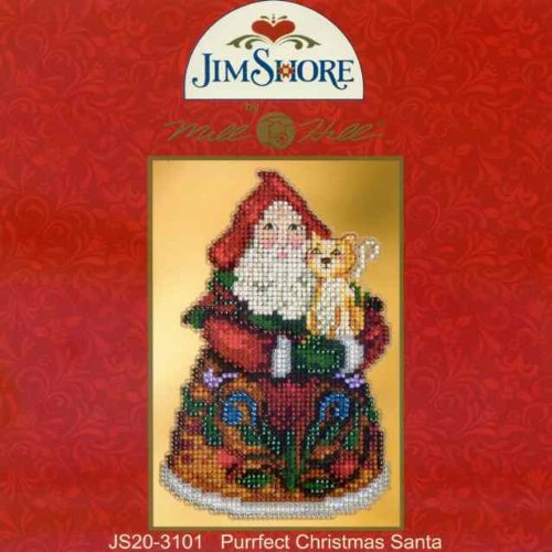 Purrfect Christmas Santa Beaded Counted Cross Stitch Kit 2013 Mill Hill Jim Shore JS203101