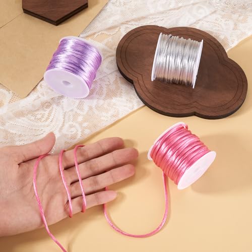 Elecrelive 30 Yards Rattail Cord Silk Rope 2mm Nylon String for Bracelets - color: Pink Purple