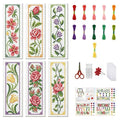 FREEBLOSS 6 Set 11CT Cross Stitch Bookmark Kit 8"x2.4" Vine Flowers - style: Floral Plant
