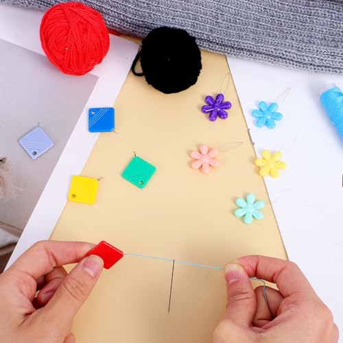10 Pcs Threading Tool, Flower Head Sewing Machine Needle Threaders Kit Squre Plastic Needles Threader for Hand Sewing, Embroidery Supplies for Cross Stitch Craft, Embroidery Floss, Repair Clothing - style: Square, Flower