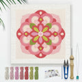 Doodlream Mandala Flower DIY Punch Needle Embroidery Kit for Adult Beginner, 9.4" Geometric Pink Floral Punch Stitching Craft Set for Starter with Frame, Fabric Pattern, Threader, Yarn, Pinch Needle - color: Mandala Flower