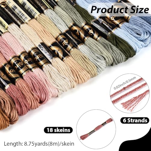 18 Skeins 157.5 Yards Variegated Cross Stitch Floss Colorful Friendship Bracelet String Gradient 6 Ply Polyester Embroidery Threads Bulk for Sewing Making Jewelry Needlecraft Knitting DIY - color: Brown