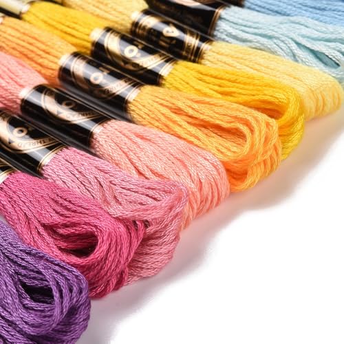 12 Skeins 12 Colors 6-Ply Polyester Embroidery Floss Cross Stitch Threads for Jewelry Making Bracelet Stitching Craft Supply 0.5mm,Bright Sunset Color Series - color: 12 Skeins,bright Sunset Color