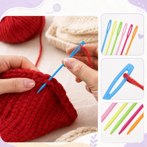 JJUNW 150 Pcs Yarn Needles Set, 7cm Large Eye Plastic Sewing Needles