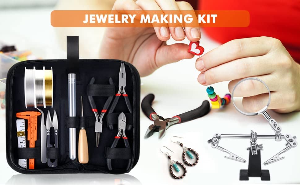 PAXCOO Jewelry Making Supplies Kit with Tools, Wires, Findings for Jewelry Repair and Beading - size: Small