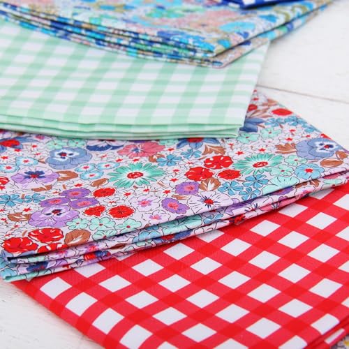Threadart Spring Picnic Red Gingham Cotton Quilting Fabric - 10 Yard Cut - color: Red Gingham 5, size: 10 YARD CUT