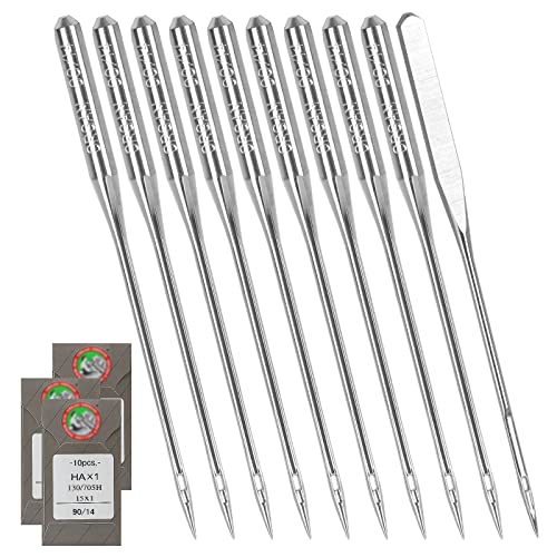 30Pcs Embroidery Needles for Brother Size 90/14 130/705H HAx1 Embroidery Machine Needles Sewing Needles for Brother Embroidery Machine (3 Pack of 10 Needles) - style: 30pcs- 90/14