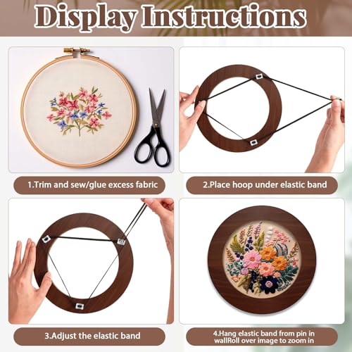 RattanView 12 Pcs Wood Embroidery Hoop Frame for Display 6 & 8 Inch - color: Walnut, size: 6 inch/8 inch