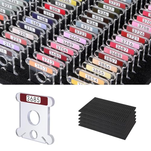 Hamtery 500 Pcs Acrylic Embroidery Floss Bobbins with Numbers & Color