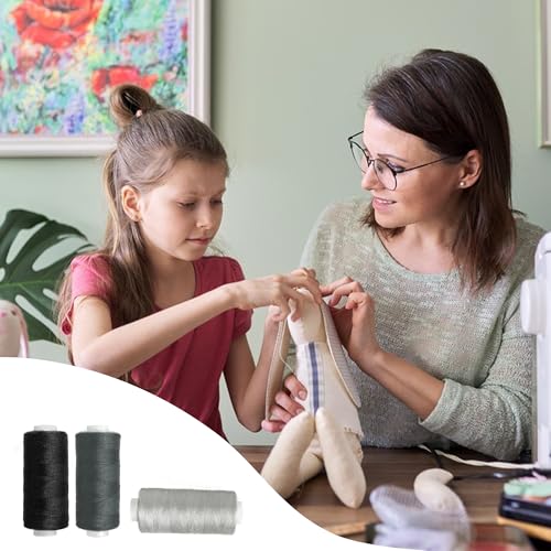 Quacc 6 Colors Sewing Thread Kit Strong Polyester Quilting Thread 393 Yards Per Spools for Machine DIY Hand Sewing (Black Series)