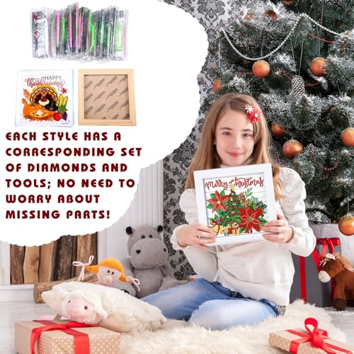 Trandraft 13 Pcs Seasonal Holiday Small Diamond Art Kits for Adults Craft - style: Lively Style