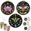 Nuberlic 3 Pack Embroidery Kit for Beginners, Moth and Bee Patterns - color: Moth and Bee