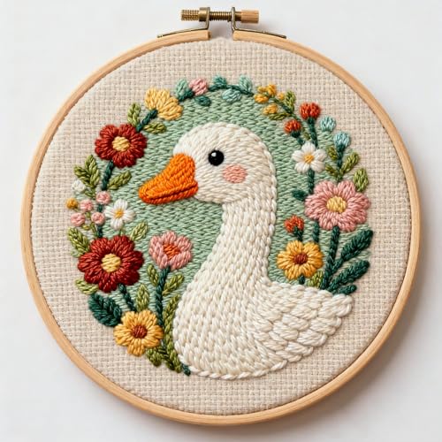 DIY Punch Needle Kits Goose and Flower Garland 20x20cm
