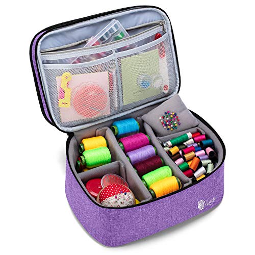 Luxja Double-Layer Large Sewing Organizer, Purple - color: Purple, size: Large