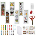 FREEBLOSS 6 Set Cross Stitch Bookmark Kit 8"x2.4" 11CT Cartoon Cat - style: Cats Life