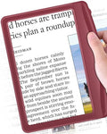 Rechargeable 5X Magnifying Glass for Reading, Large Bright Full Page Magnifier with Light, Handheld LED Dimmable Lighted, Lightweight Book Magnifier for Reading Small Prints Seniors - Red - color: Red