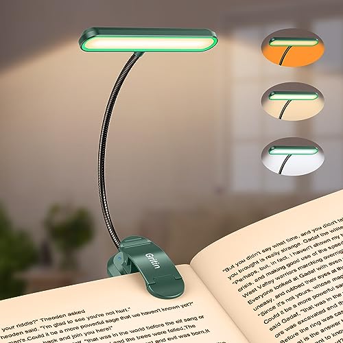 Gritin Rechargeable Book Light for Reading in Bed with 19 LED - color: Dark Green