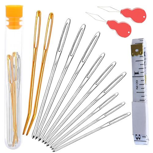 Bubcool Large Eye Blunt Yarn Needles kit, Darning Needles for Yarm & Bent Tapestry Needles, Metal Yarn Needles,Darning Needles for Crocheting,Darning Yarn,Crafting Needle, Carpet Canvas Repair - color: 12 PCS