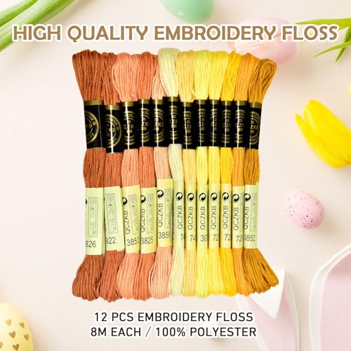 Premium Rainbow Color Embroidery Floss - Cross Stitch Threads - Friendship Bracelets Floss - Crafts Floss - 12 Skeins Per Pack Embroidery Floss,Sunny Warm-Orange Gradient - color: Sunny Warm-Orange Gradient