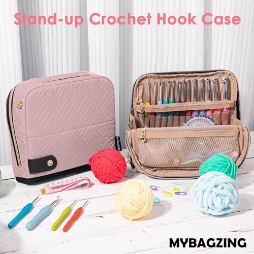MYBAGZING Empty Crochet Hook Case, Stand-Up Crochet Hook Organizer - color: Pink, size: Case (Empty)