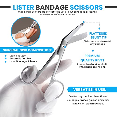 Utopia Care Bandage Scissors, 7.5 Inch Stainless Steel Shears for First Aid and Professional Use – Silver - size: 7.5 Inches