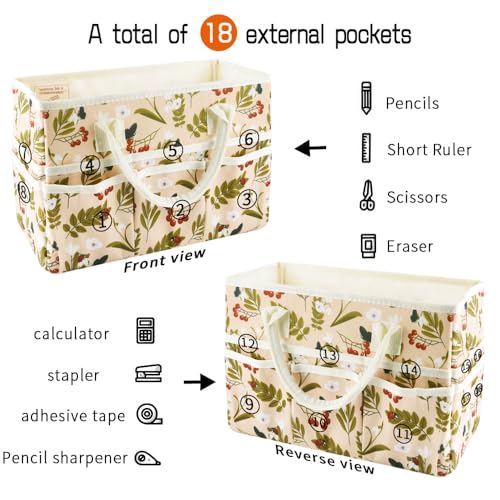 Craft Organizer Tote Bag with Multiple Pockets,Scrapbooking Art Storage - color: Red Fruit