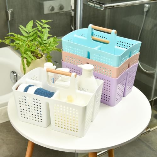 Portable Shower Caddy Basket with 3 Compartments and Handle, Black - color: Black