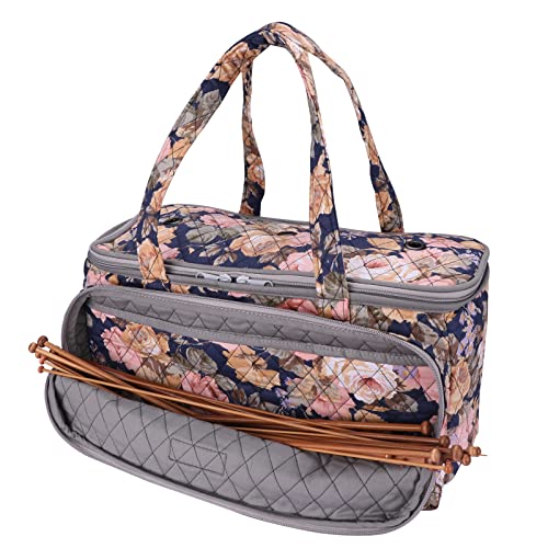 Yarn Bag-Large Size-Yarn Storage Organizer with Grommets-Portable Crochet Bag for Yarn Skeins-Crochet Hooks-Knitting Needles -Other Accessories (Peony) - color: Peony