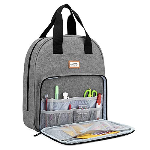 CURMIO Embroidery Project Bag for Hoops and Cross Stitch Supplies, Gray