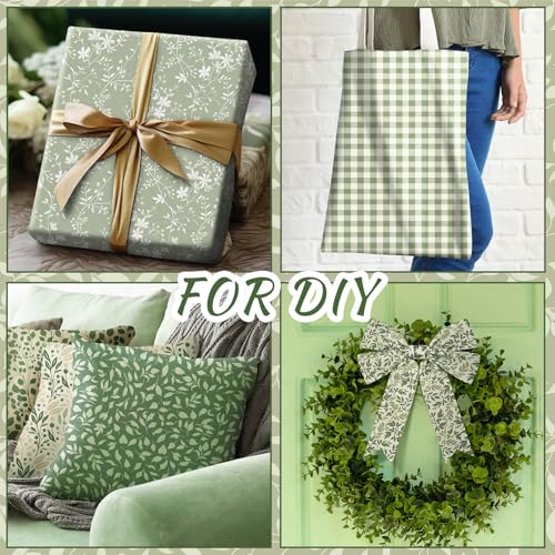 Hahafelt 10 Pcs 18"x22" Sage Green Fat Quarters Quliting Fabric Bundle