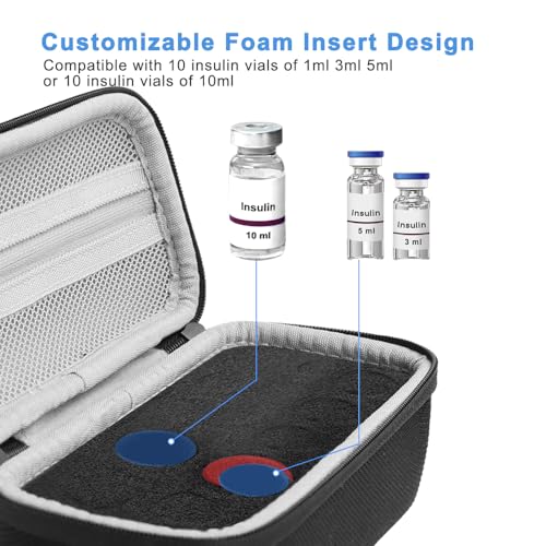 10 Slots Insulin Vial Protector Case for Diabetics Standard Insulin Vials - color: Black-10 Slots