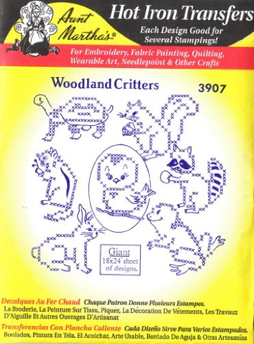 Woodland Critters Aunt Martha's Hot Iron Cross Stitch Embroidery Transfer