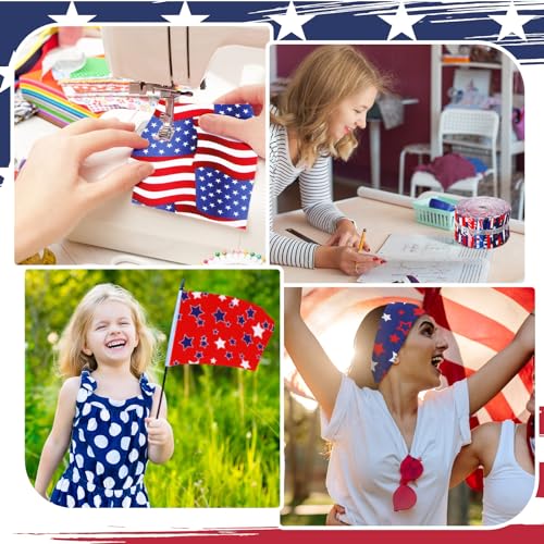 Hosuly 40 Pcs Red White Blue Stars Cotton Jelly Fabric Quilting Strips Roll - color: Flag